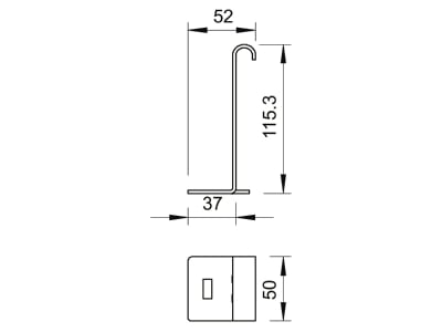 Dimensional drawing 2 OBO LAS 110 FT Connector for cable support Steel