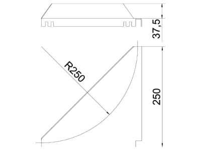 Dimensional drawing 1 OBO LEB 25 DD Corner plate for cable ladder
