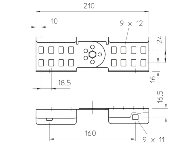 Dimensional drawing 1 OBO LGVG 60 A4 Connector for cable support Steel LGVG 60 VA4571
