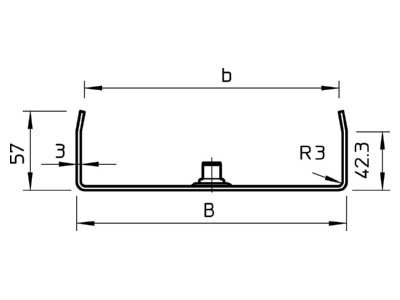 Dimensional drawing 1 OBO MAH 60 100 FT Ceiling bracket for cable tray
