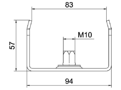 Dimensional drawing 2 OBO MAH 60 100 FT Ceiling bracket for cable tray