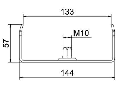 Dimensional drawing 1 OBO MAH 60 150 FS Ceiling bracket for cable tray
