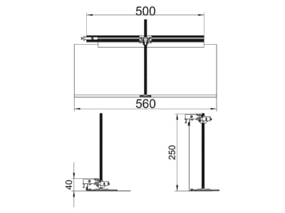 Dimensional drawing 2 OBO OKA G50040240FBL Underfloor duct flush open 500mm
