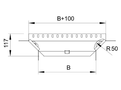 Dimensional drawing 2 OBO RAA 110 FT Add on tee for cable tray  solid wall 