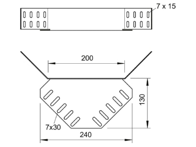 Dimensional drawing 1 OBO REV 60 A4 Corner add on piece for cable tray REV 60 VA4571
