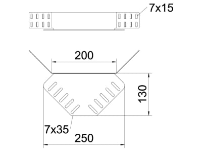 Dimensional drawing 2 OBO REV 60 A4 Corner add on piece for cable tray REV 60 VA4571