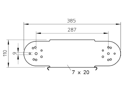 Dimensional drawing 1 OBO RGBEV 110 FT Bend for cable tray  solid wall 
