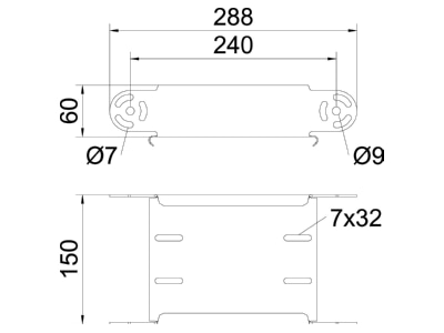 Dimensional drawing 2 OBO RGBEV 615 FS Bend for cable tray  solid wall 