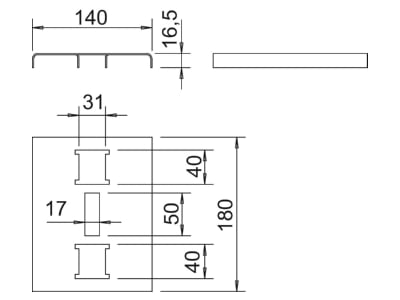 Dimensional drawing 1 OBO SAB20 FS Insert plate for cable ladder 180mm
