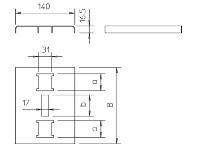 Dimensional drawing 2 OBO SAB20 FS Insert plate for cable ladder 180mm
