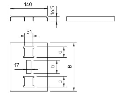 Dimensional drawing 3 OBO SAB20 FS Insert plate for cable ladder 180mm