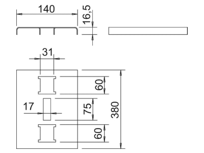 Dimensional drawing 3 OBO SAB40 FT Insert plate for cable ladder