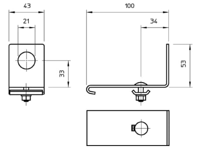 Mazeichnung 2 OBO SH KAB 20 FS Seitenhalter f  Verschraubung M20