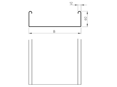 Dimensional drawing 1 OBO SKSU 630 FT Cable tray 60x300mm
