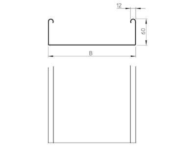 Dimensional drawing 2 OBO SKSU 630 FT Cable tray 60x300mm