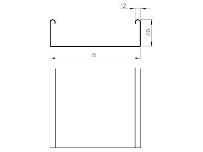 Dimensional drawing 1 OBO SKSU 660 FS Cable tray 60x600mm
