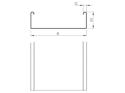 Dimensional drawing 2 OBO SKSU 660 FS Cable tray 60x600mm