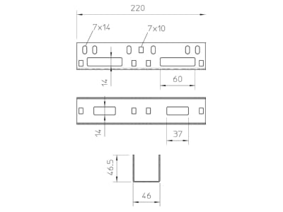 Dimensional drawing 2 OBO VF AZK 50 A2 Longitudinal joint for cable support VF AZK 50 VA4301