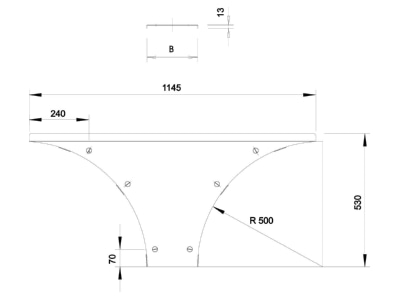 Dimensional drawing 1 OBO WAAD 300 FS Add on tee cover for cable tray 300mm
