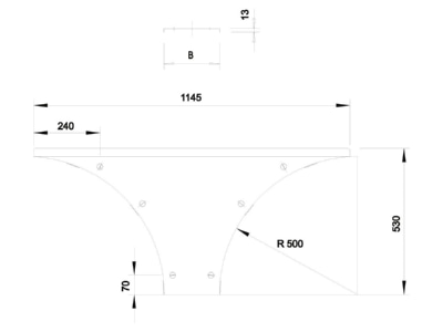 Dimensional drawing 2 OBO WAAD 300 FS Add on tee cover for cable tray 300mm