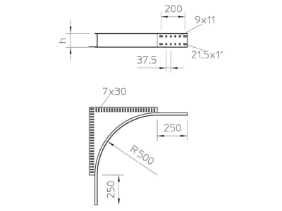 Dimensional drawing 1 OBO WEAS 160 A2 Connector for cable support Steel WEAS 160 VA4301
