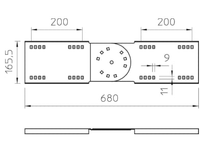 Dimensional drawing 1 OBO WRGV 160 A2 Connector for cable support Steel WRGV 160 VA4301
