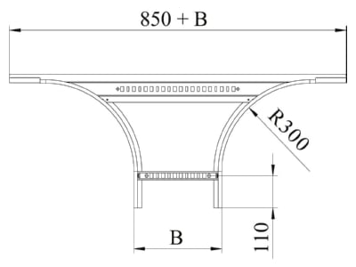 Mazeichnung 2 OBO LAA 630 R3 FS Abzweigstueck anbau