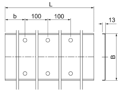 Dimensional drawing 2 OBO DBKR 100 FS Cover for cable support system 100mm