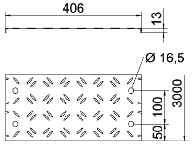 Dimensional drawing 2 OBO DBKR 400 FS Cover for cable support system 400mm