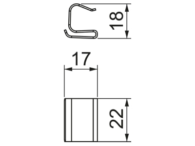 Dimensional drawing 1 OBO DK DBKR G Clamp for cover cable support system
