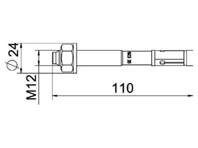 Mazeichnung OBO BZ3 12x110 0 35 Bolzenanker BZ3