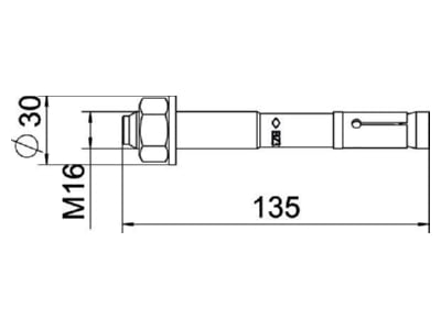 Mazeichnung OBO BZ3 16x135 0 35 Bolzenanker BZ3