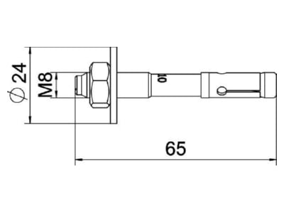 Mazeichnung OBO BZ3 8x65 0 10 Bolzenanker BZ3 grosseUnterlegscheibe