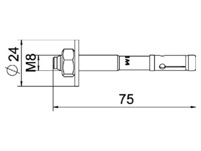 Mazeichnung OBO BZ3 8x75 0 20A4 Bolzenanker BZ3 grosseUnterlegscheibe