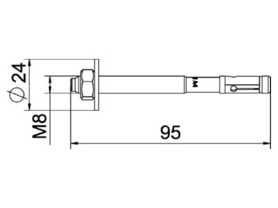 Mazeichnung OBO BZ3 8x95 0 40A4 Bolzenanker BZ3 grosseUnterlegscheibe