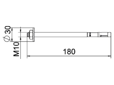 Mazeichnung OBO BZ310x180 60 120 Bolzenanker BZ3 grosseUnterlegscheibe