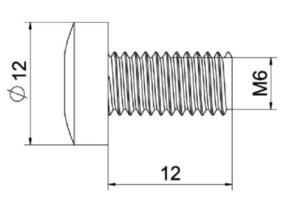 Mazeichnung OBO FKS 6x12 G Flachkopfschraube mit Innensechsrund