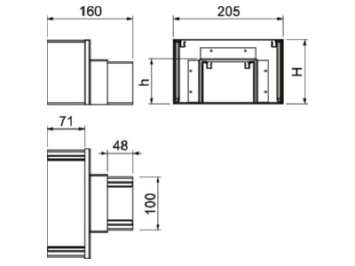 Dimensional drawing OBO PLM RP 1220 RW Coupler for fire resistant duct
