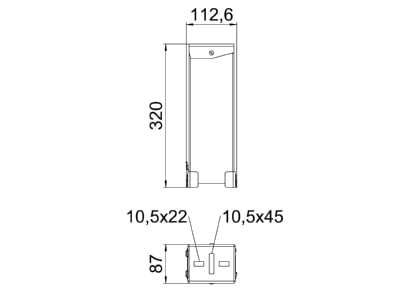 Dimensional drawing OBO STL 15 DD Photovoltaics mounting system   Support long 86x166x300 