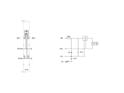 Circuit diagram WAGO 750 535 Fieldbus digital module 0 In   2 Out