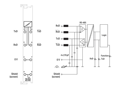 Circuit diagram WAGO 750 653 003 000 Fieldbus communication module