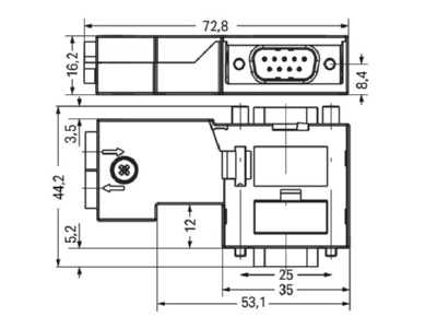 Dimensional drawing WAGO 750 972 Plug for controls