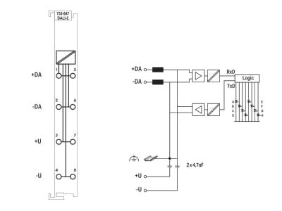 Circuit diagram WAGO 753 647 Fieldbus function  technology module