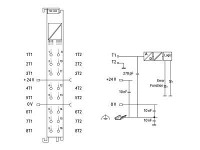 Circuit diagram WAGO 750 1425 Fieldbus digital module 8 In   0 Out