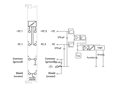 Circuit diagram WAGO 750 469 040 000 Fieldbus analogue module 2 In   0 Out