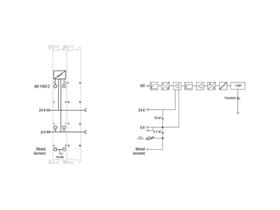 Circuit diagram WAGO 750 586 Fieldbus analogue module 0 In   2 Out