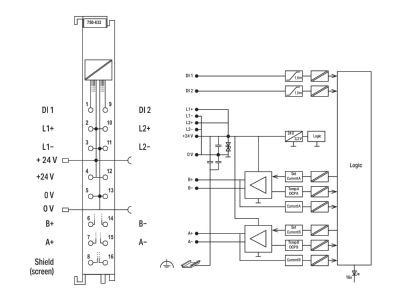 Circuit diagram WAGO 750 632 Fieldbus function  technology module