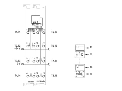 Circuit diagram WAGO 750 660 000 001 Fieldbus digital module 8 In   0 Out