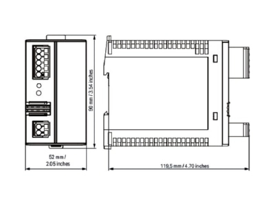 Dimensional drawing WAGO 787 1616 DC power supply 85   264V 23   28 5V