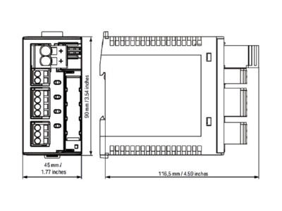 Dimensional drawing WAGO 787 1664 004 1000 Current monitoring relay 3 8A